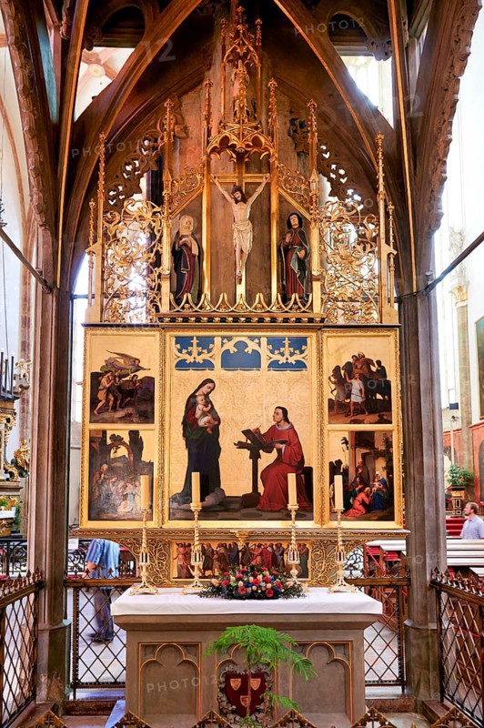 Prague Czech Republic. The interiors of the Gothic Church of Our Lady before Tyn in Old Town Square