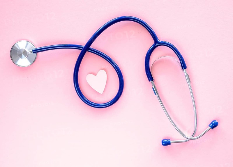 Top view stethoscope with paper heart