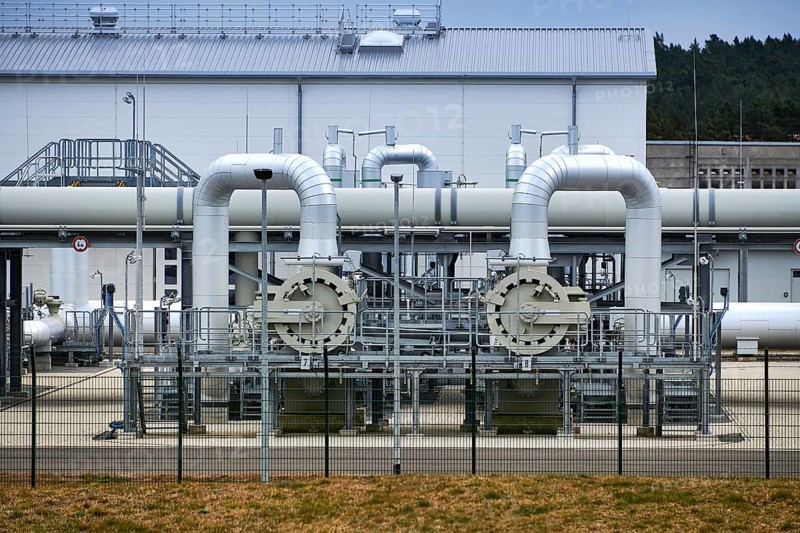 Germany, 3 April 2022: Gas pipes, connections, equipment and pressure reducers at the landfall site of Gazprom's Nord Stream 2 pipeline in Germany. (Western Europe), Europe
