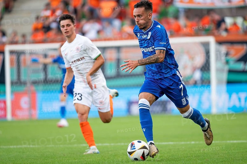 LUBIN, POLAND - AUGUST 17, 2024: Football match Polish PKO Ekstraklasa between KGHM Zaglebie Lubin vs Lech Poznan. Afonso Sousa