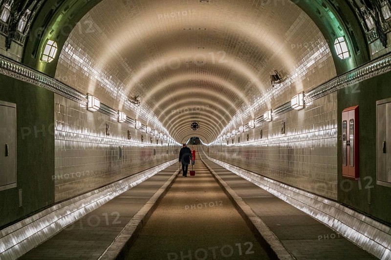 The old St. Pauli Elbe Tunnel in Hamburg, Germany, Europe