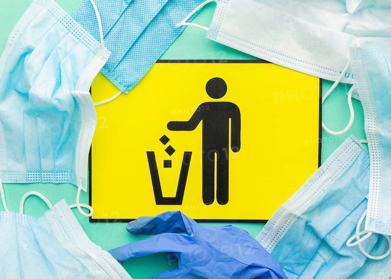 Throwing bin symbol medical masks