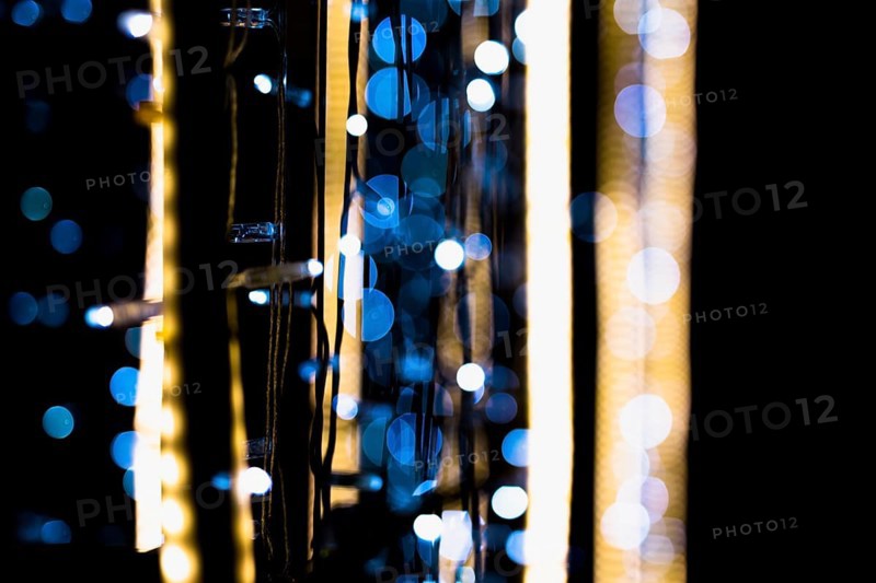 Close up fairy lights decoration with bokeh night