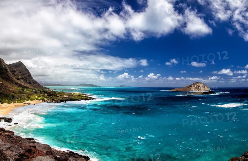 Coastal landscape at Makapuu Beach on the south coast of Oahu, Hawaii, USA, North America