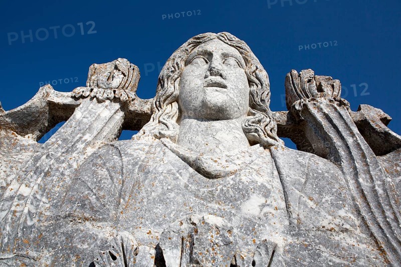 Statue of Zeus in the Temple of Zeus on 28 July 2012. The Temple of Zeus, situated on a hill, was the main sanctuary of the city. Ceramic finds indicate settlement in the first half of the third millennium BC..., Kutahya, Turkey, Asia