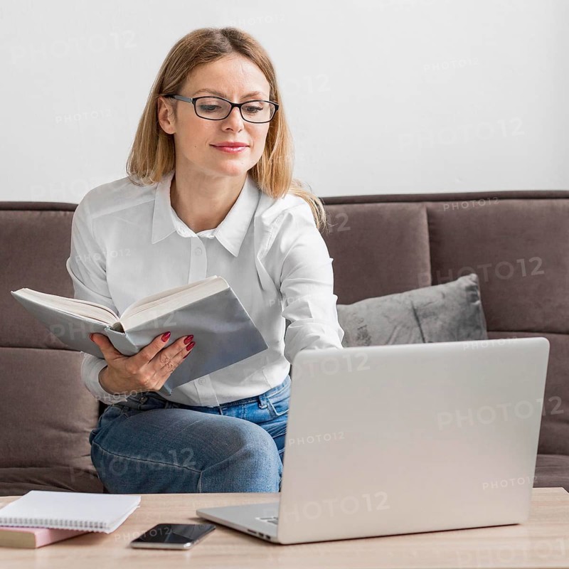 Woman doing online class