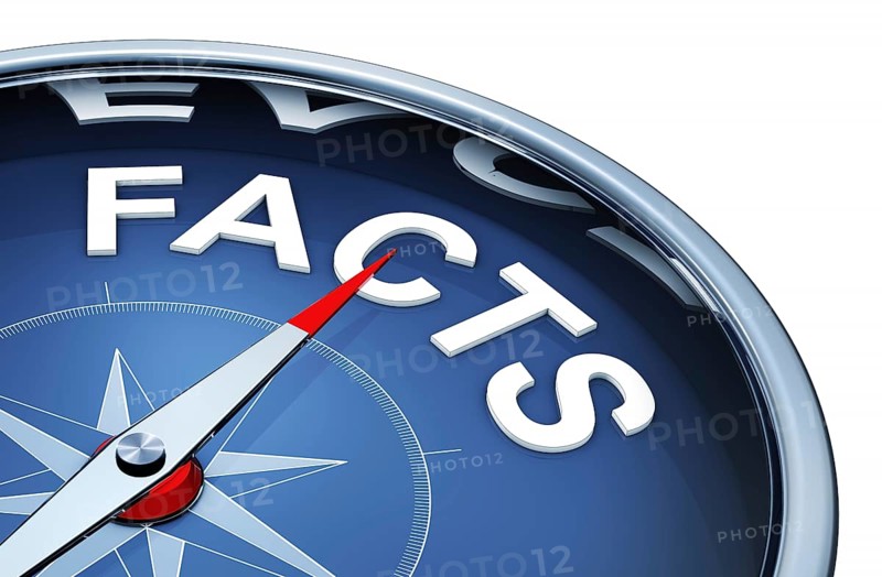 3D rendering of an compass with the word facts