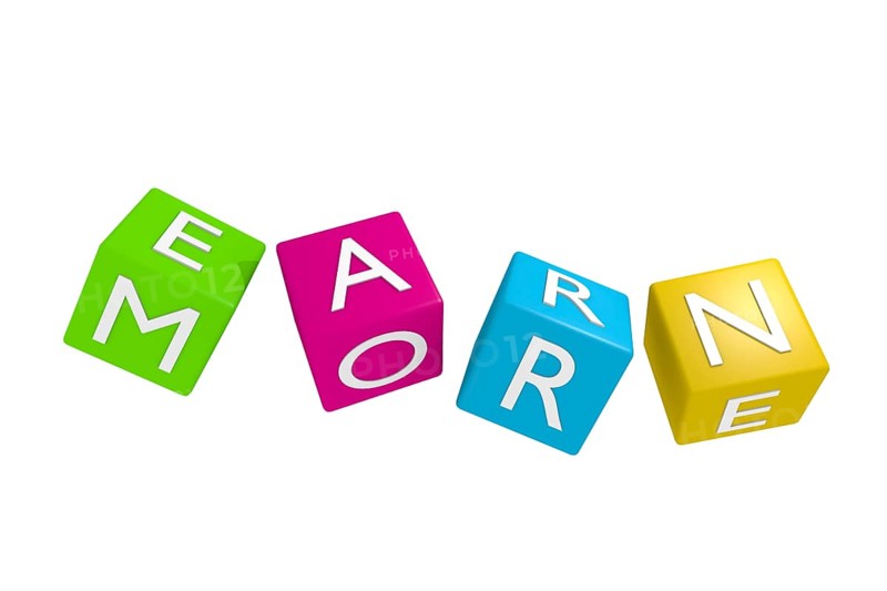 Colorful dies with the words Earn more, 3d rendering on a white background