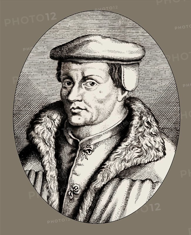 Thomas Müntzer, 1489 – 1525, German preacher and theologian, digitally edited after a print by Christoffel Van Sichem
