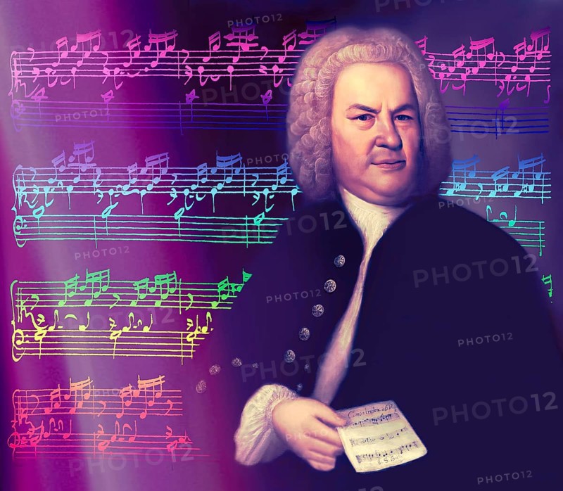 Johann Sebastian Bach, 1685, 1750, German composer, digital edited according to a painting by Elias Gottlob Haussmann, Bach's autograph of Das Wohltemperierte Klavier, The Well-Tempered Clavier, BWV 846-893