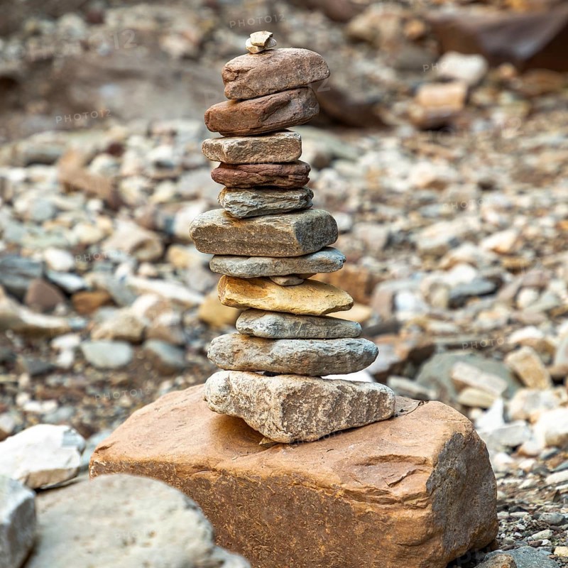 Cairns in the Bletterbach gorge near Bolzano, South Tyrol