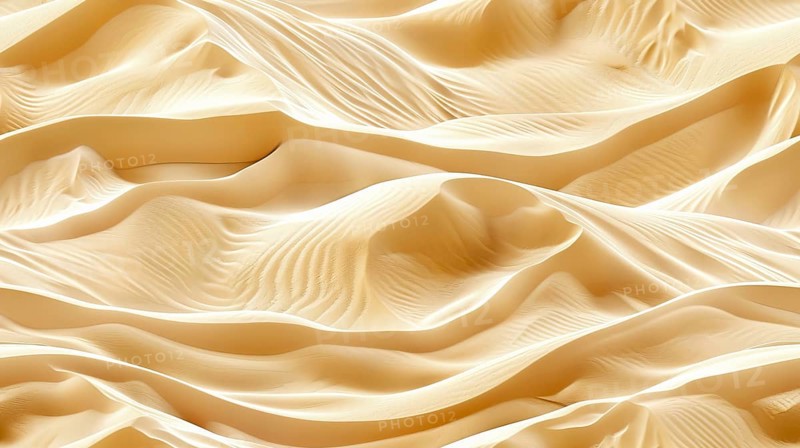 An abstract depiction of sand dunes with smooth, flowing, cream and yellow textures, AI generated
