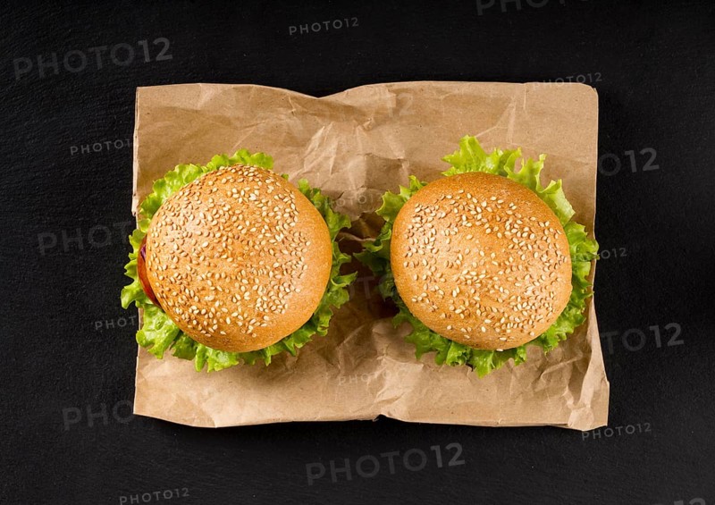 Top view burgers paper