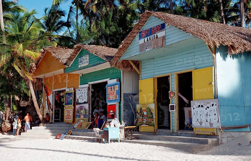 Beach path with shops, Punta Cana, Caribbean, Dominican Republic, Central America