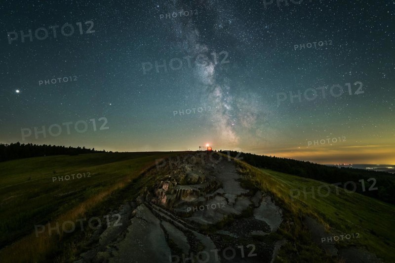 Wasserkuppe, Abtsrodaer Kuppe at night with Milky Way, Gersfeld, Rhön, Hesse, Germany, Europe
