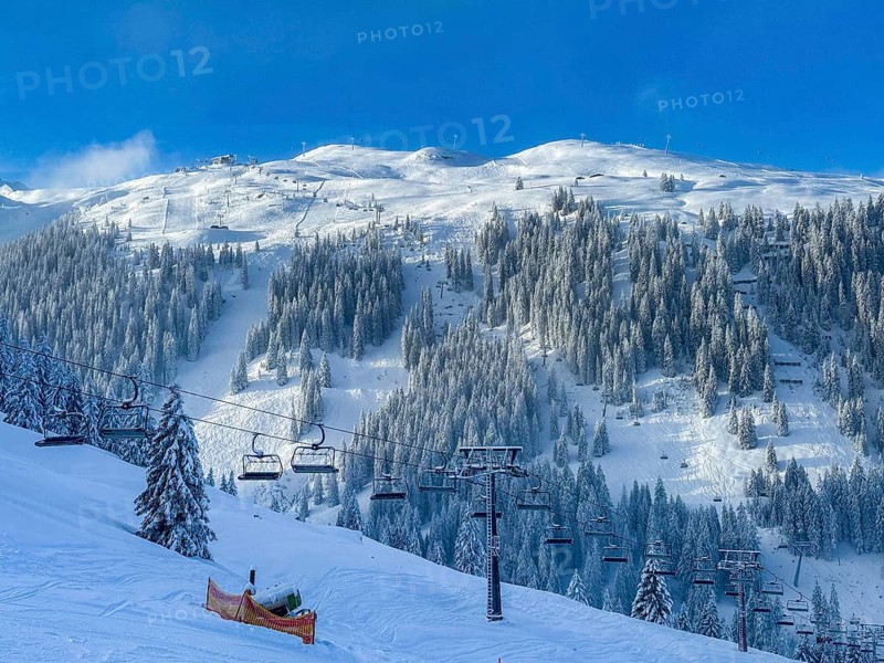 Snow-covered winter landscape in the Silvretta Montafon ski area in Vorarlberg, Austria, Europe