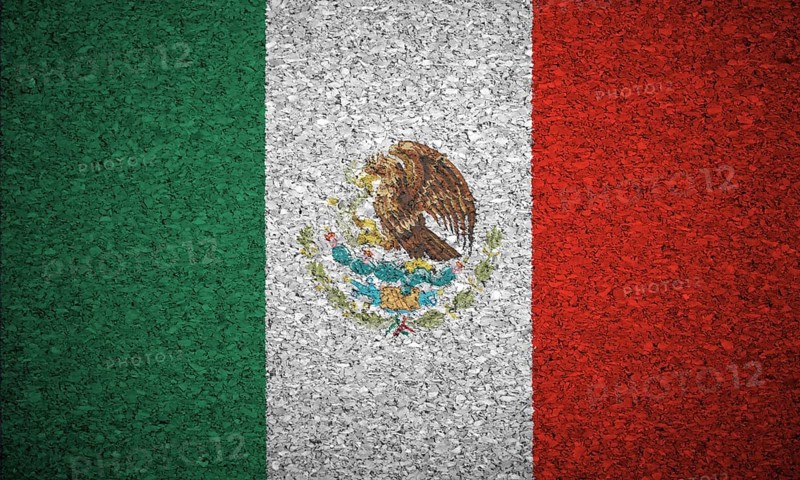 The Mexican flag painted on a cork board
