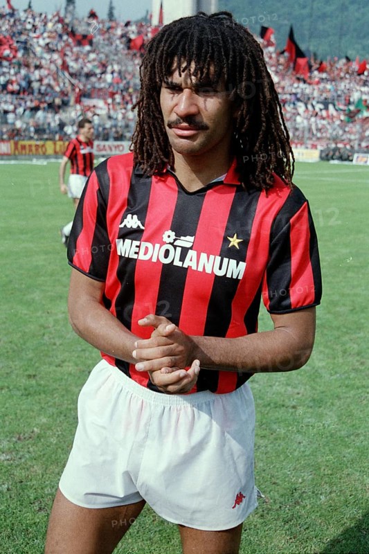 Football match, Dutch international Ruud GULLIT AC Milan in front of the match on the pitch, Sinigaglia football stadium, Como, Italy, Europe