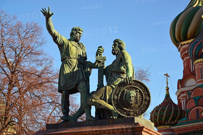 Dmitry Pozharsky and Kuzma Minin monument on Red Square near Cathedral of Vasily the Blessed