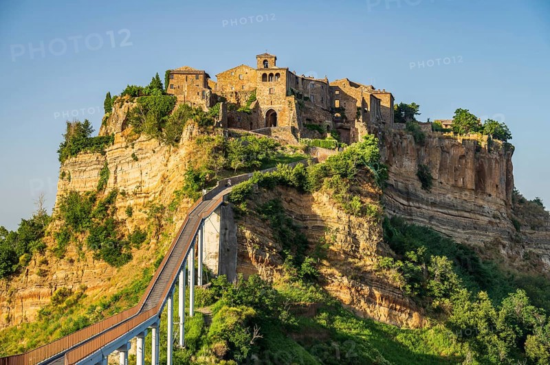 The ancient village of Civita di Bagnoregio, also called the diying city, in the region of Tuscia, Italy, Europe