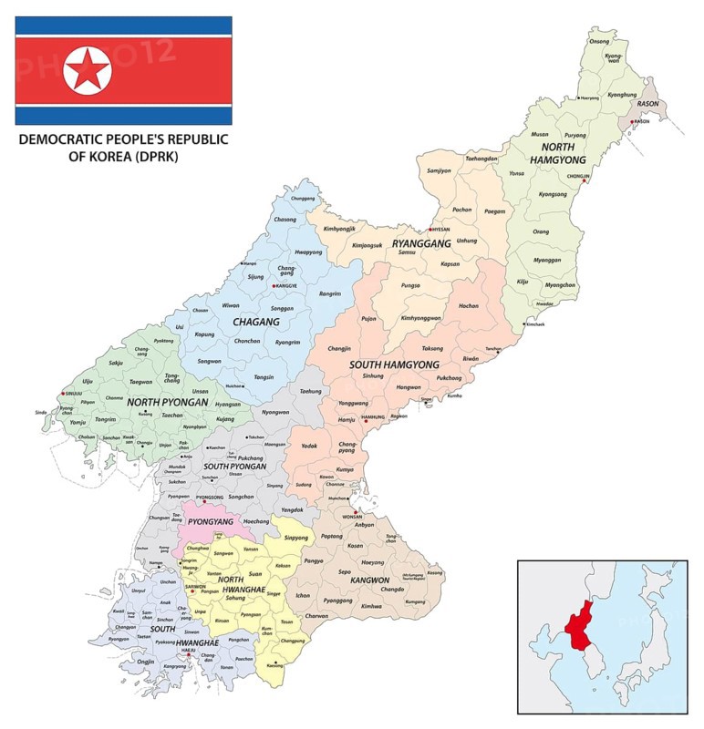 Administrative vector map of the Democratic Peoples Republic of Korea