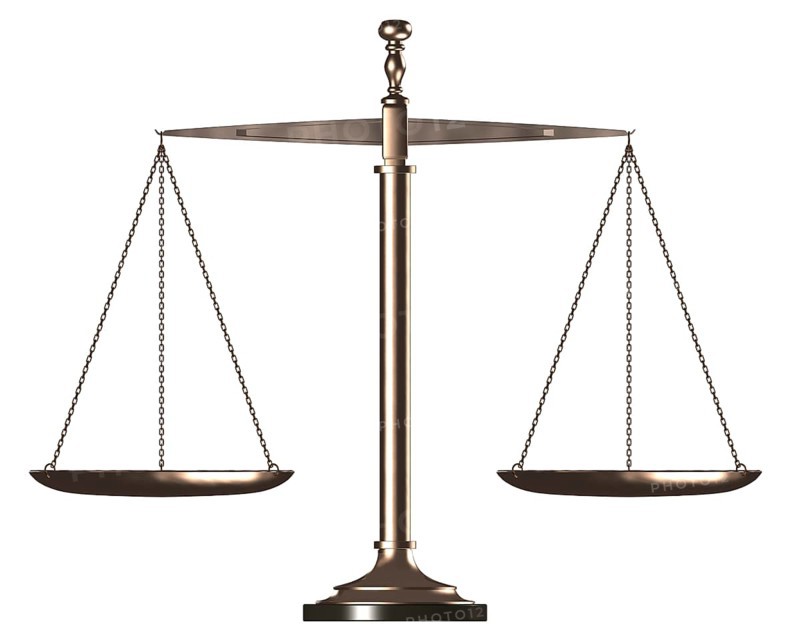 Bronze Balanced empty justice scales Conceptual photo-realistic 3D illustration Isolated silhouette on white background