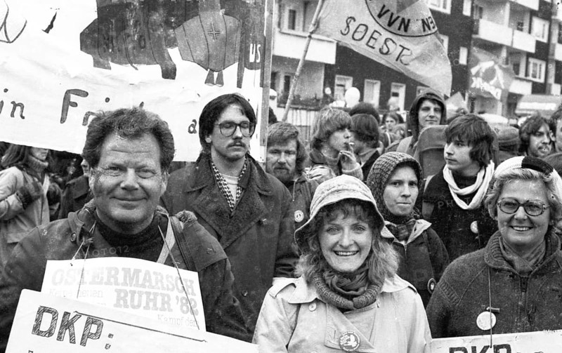 The traditional Easter March Ruhr 1982.DKP leadership with Herbert Mies, Germany, Europe