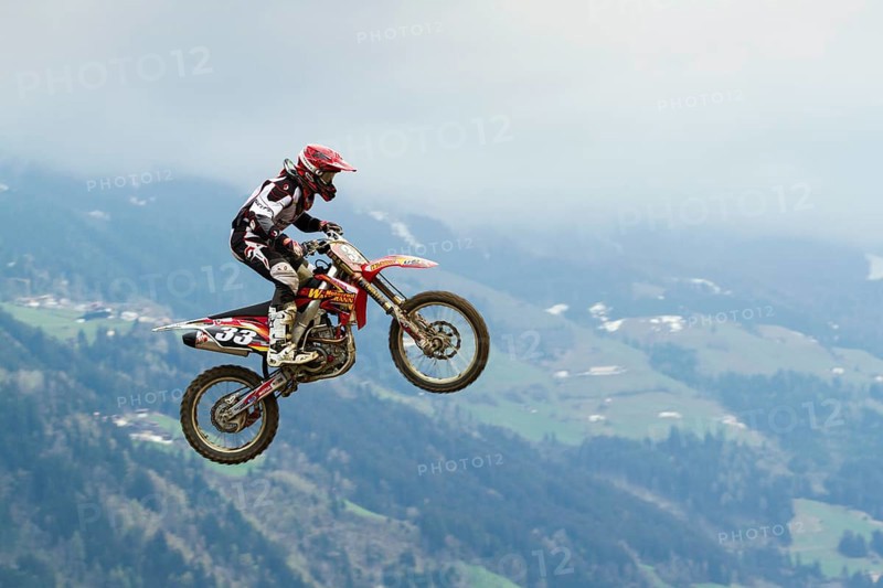 Motorcycle jump, Aschau im Zillertal, Tyrol, Austria, Europe
