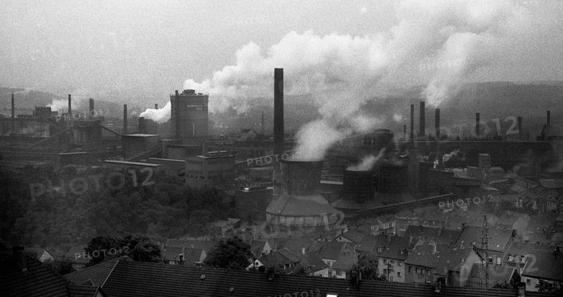 The town of Neunkirchen was dominated by industrial dirt and the Neunkircher Eisenwerke on 02.08. 1979, Germany, Europe