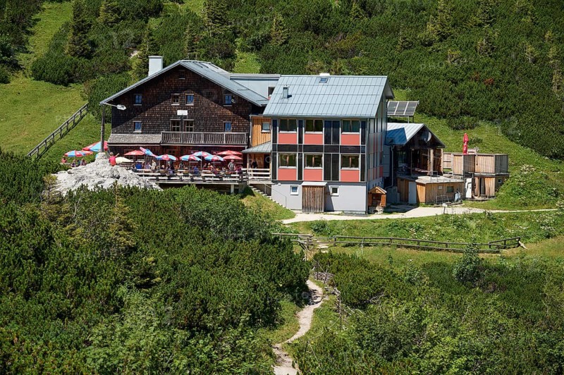 Carl-von-Stahl-Haus, mountain hut of the Salzburg section of the Austrian Alpine Club, Torrener Joch, near Berchtesgaden, Salzburger Land, Austria, Europe