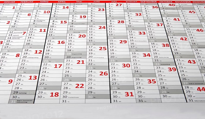 Large wall calendar in the office