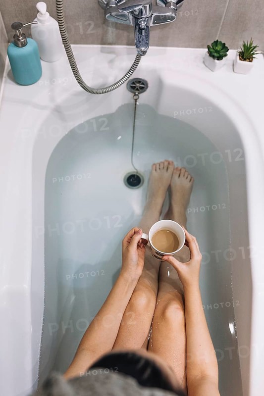 Woman enjoying coffee bath