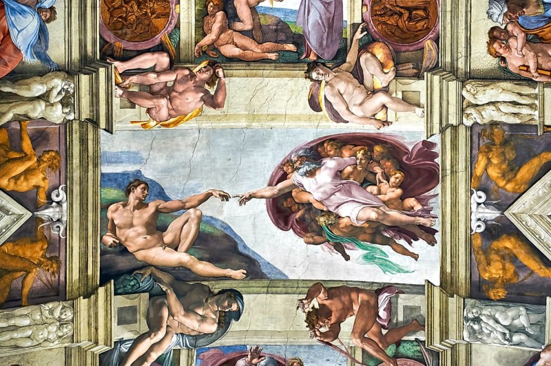Michelangelo?s Creation of Adam in the Sistine Chapel, Vatican museum, Rome, Italy, Europe