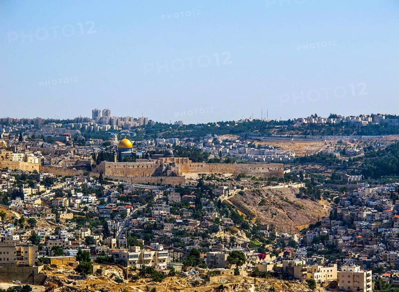 Israel, June 28 2014: Panoramic view of the Old City of Jerusalem, Asia