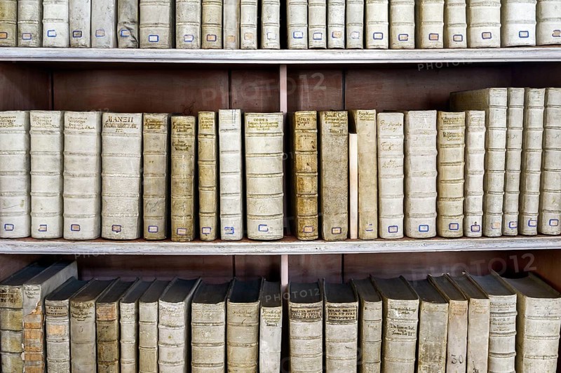 Books in the library, museum, Ottobeuren Monastery, Allgäu, Swabia, Bavaria, Germany, Europe