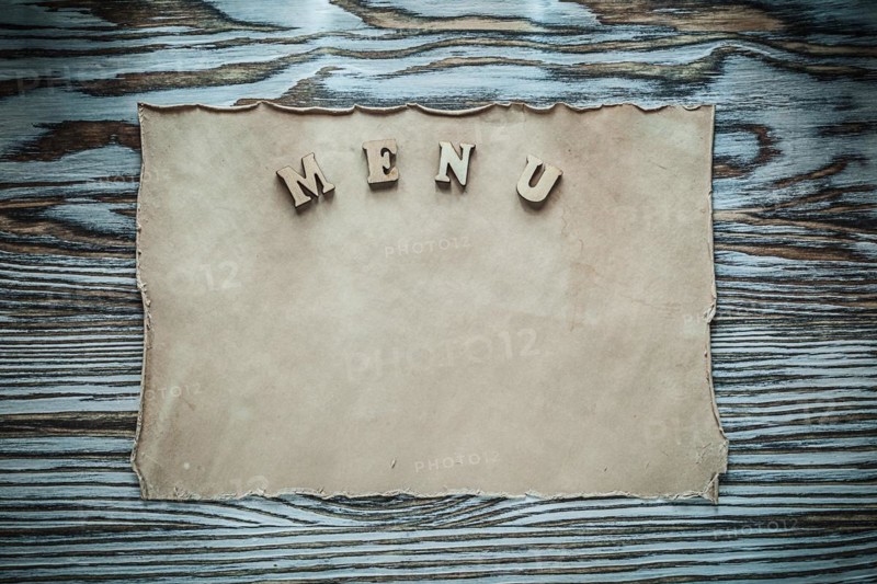 Vintage roll menu on wooden board