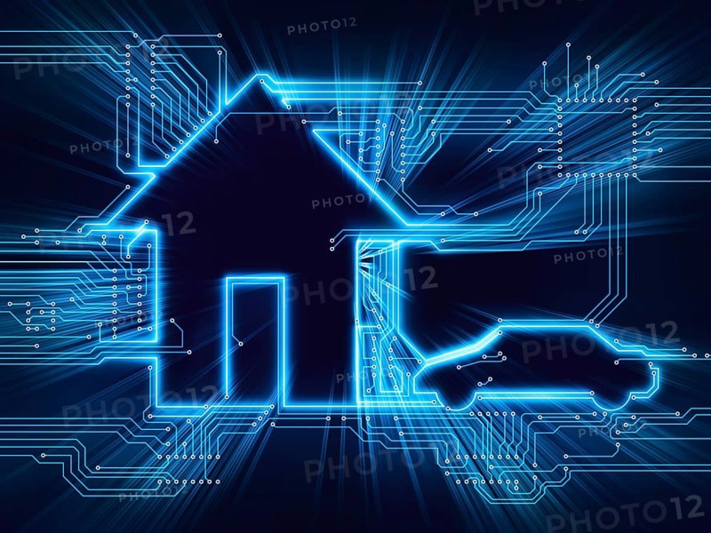 Connected house and electric car future home automation household technology conceptual illustration