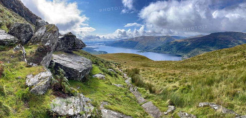 View from Ben Lomond, summit of Loch Lomond and the Trossachs National Park, Rowardennan, Scotland, Great Britain