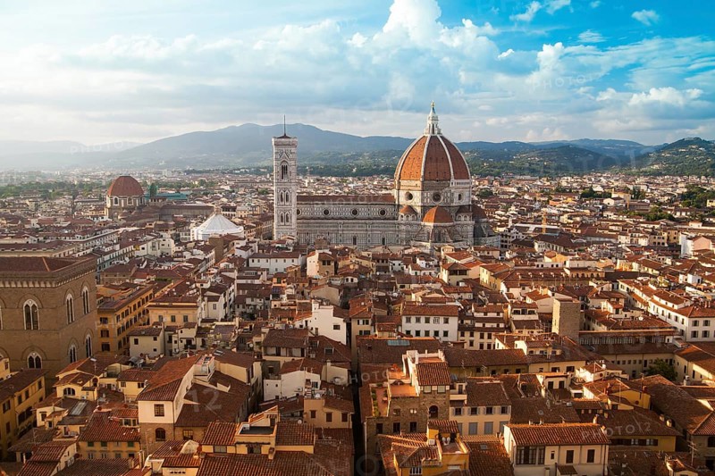 Florence cityscape with Duomo Santa Maria Del Fiore from Piazzale Michelangelo, Italy, Europe