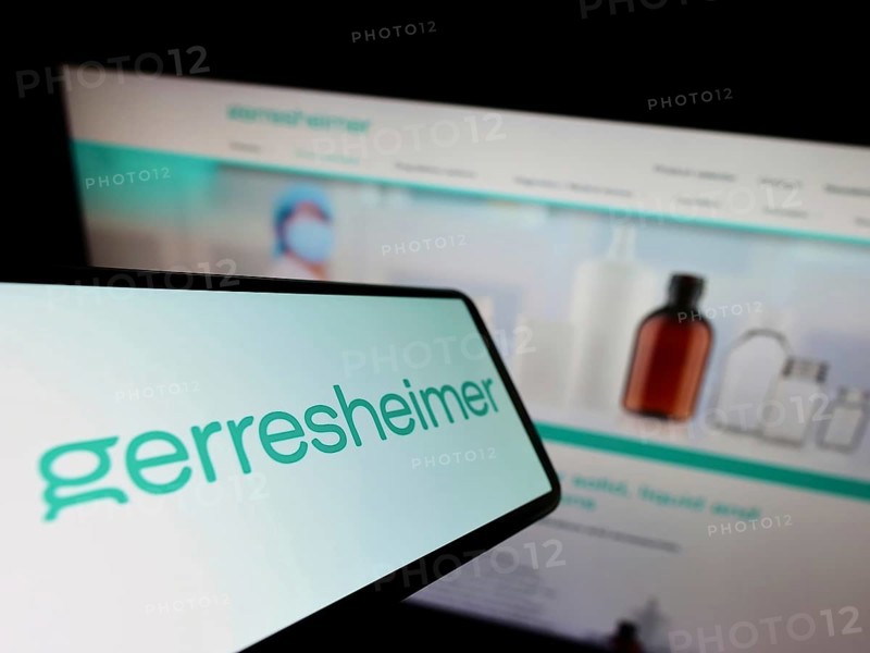Stuttgart, Germany, 05-21-2022: Mobile phone with logo of German packaging company Gerresheimer AG on screen in front of business website. Focus on center-right of phone display, Europe