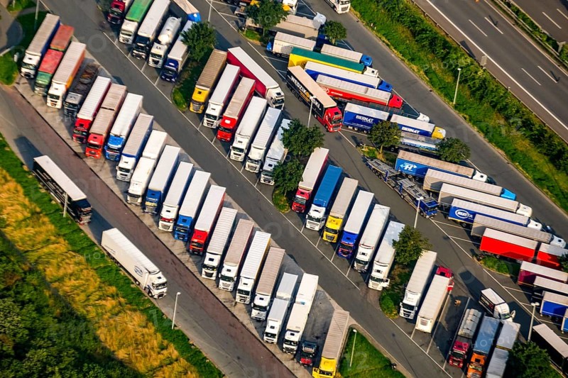 Resser Mark lorry service area on the A2 motorway, North Rhine-Westphalia, Ruhr region