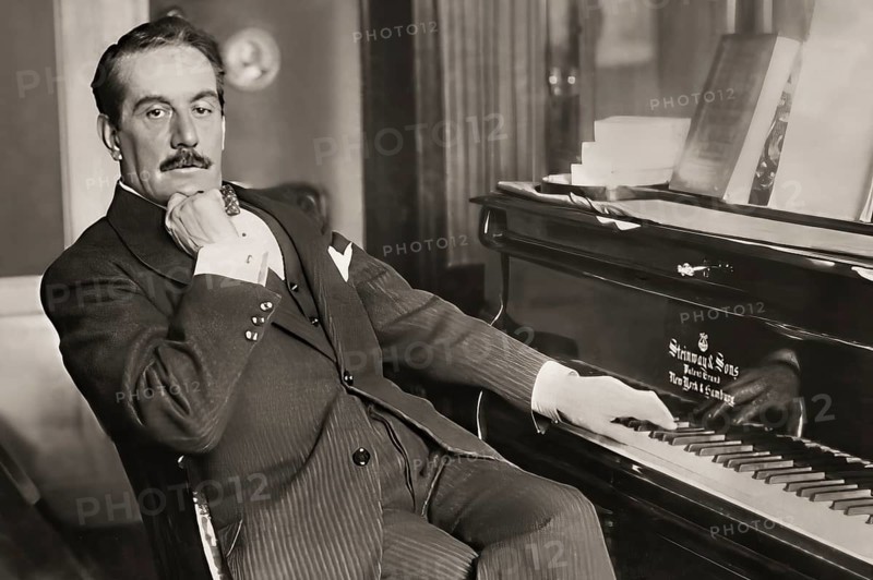 Giacomo Puccini, 1858 –1924, Italian composer, digitally edited according to a photograph