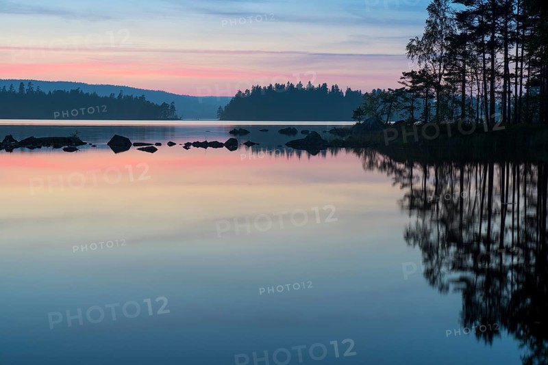Evening mood in the Glaskogen nature reserve, Buvattnet, Lenungshammar, Värmland, Sweden, Europe