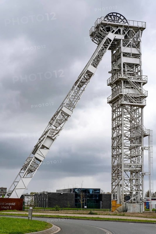 Mining tower of the colliery Fuerst Leopold, Dorsten, Germany, Europe
