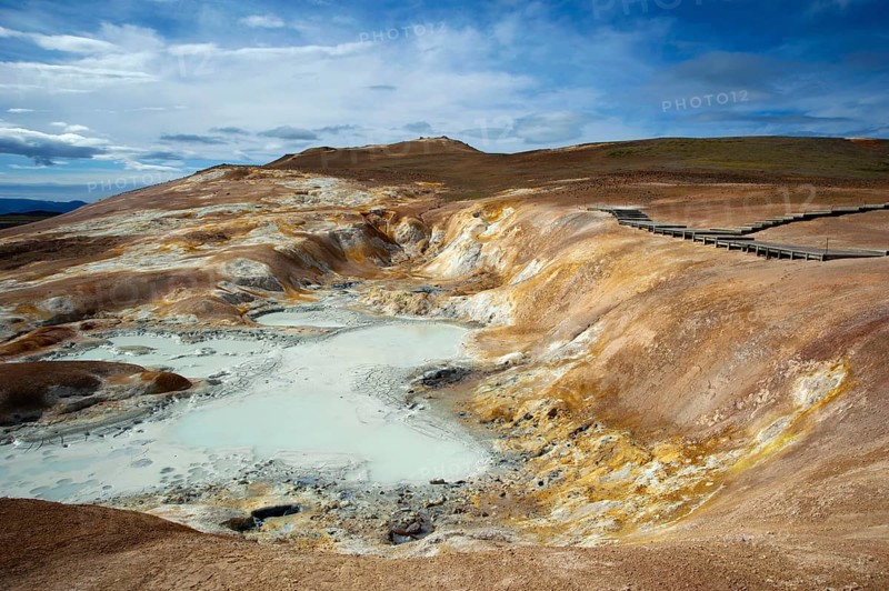 Geothermal area, Leirhnjukur, Krafla volcano, sulphur springs, Iceland, Europe
