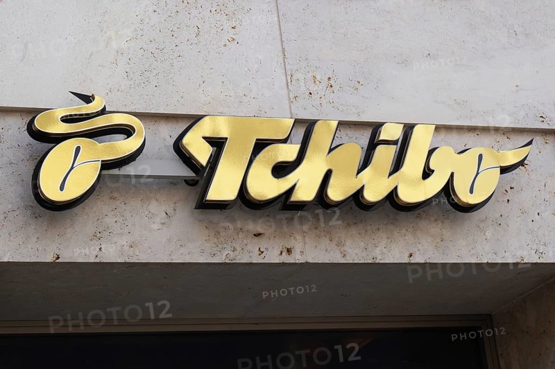 Hannover, Germany - March 02, 2020: Tchibo logo store sign at local branch of german coffee retail chain stores