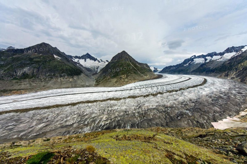 The Great Aletsch Glacier in the Swiss Alps