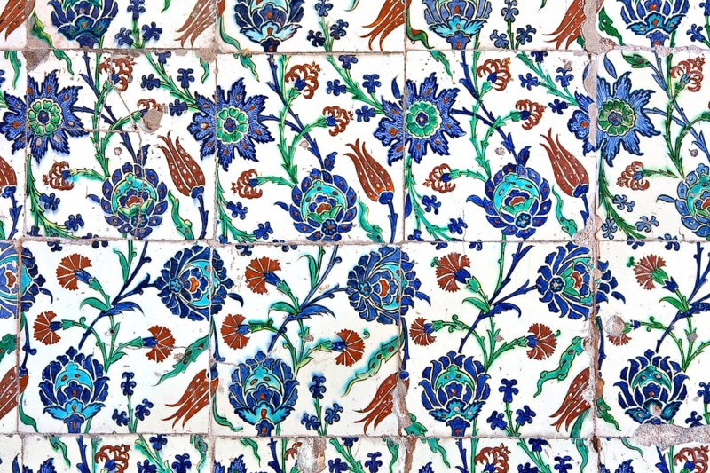Wall tiles in the Sultanahmet Mosque, Istanbul, Turkey, Asia