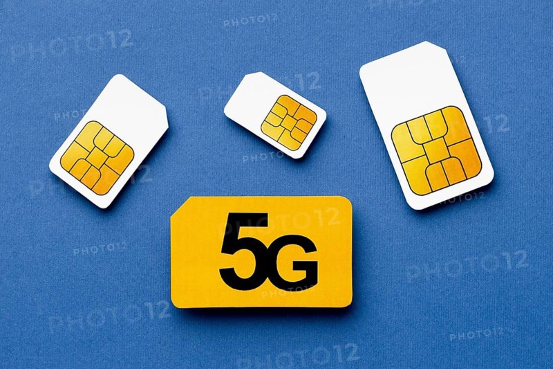 Top view 5g sim cards. Beautiful photo