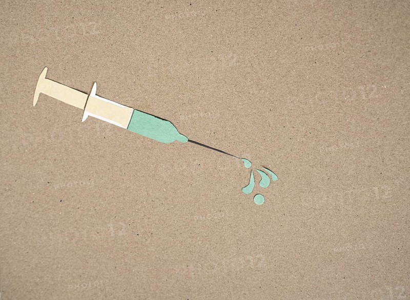 Medical syringe, theme vaccination Silhouette